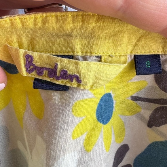 BODEN 100% Cotton Light Floral 3/4 Button Down Top Size 8 Spring/Summer - Picture 5 of 10